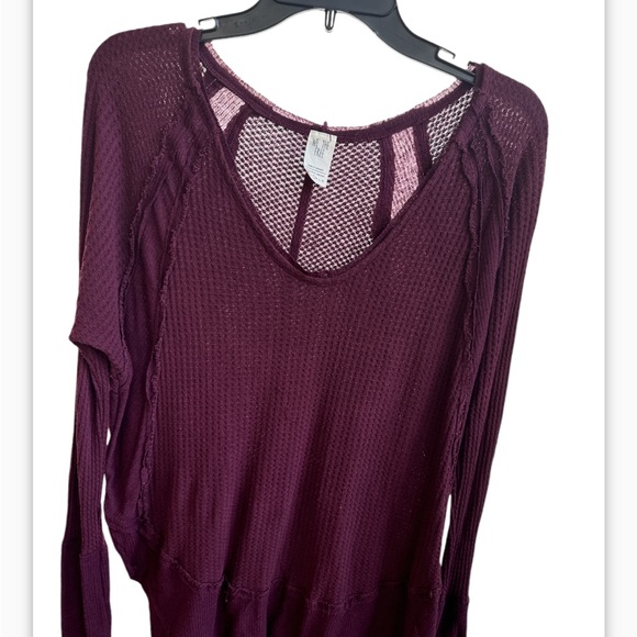 Free People We the Free Catalina Thermal Tunic Top Long Sleeve Burgundy Womens S - Picture 4 of 5